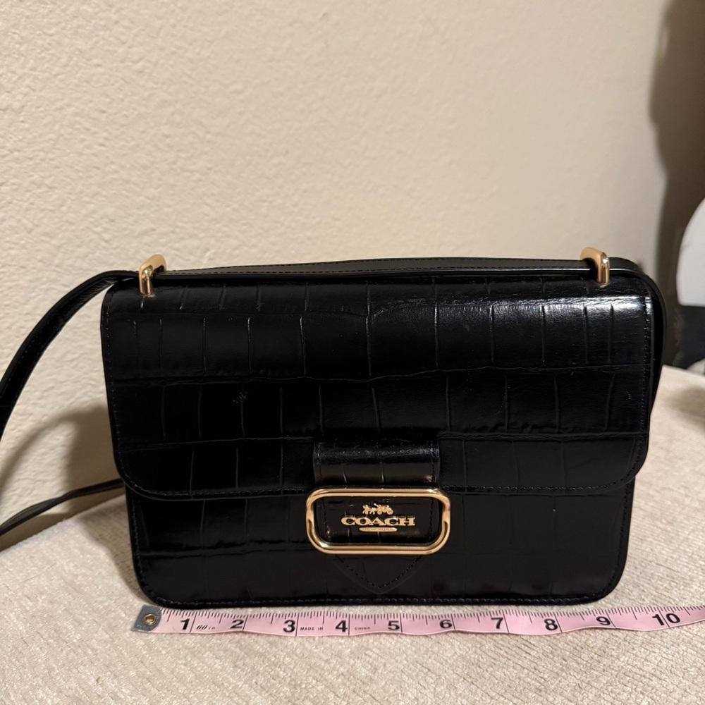 Coach Black Croc-Embossed Crossbody Bag - Picture 12 of 14